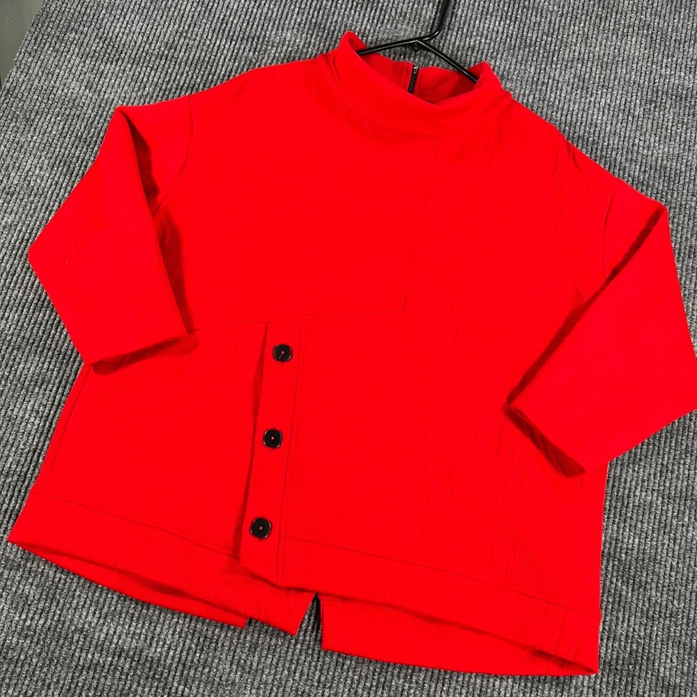 Ali Miles Sweatshirt Womens Large Red Long Sleeve Casual Stretch Comfort